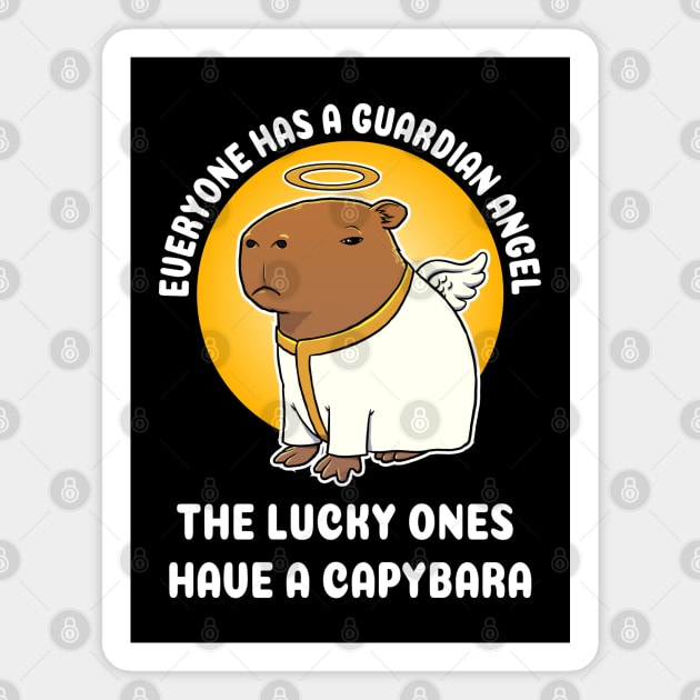 Everyone has a guardian angel the lucky ones have a Capbara Cartoon Magnet by capydays